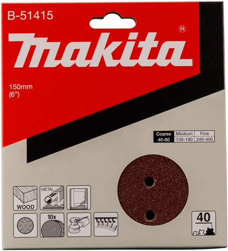 Makita b-51415 schuurschijf 150mm k40 red velcro