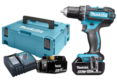 Makita ddf482rtj 18v boor- schroefmachine 5,0 ah accu (2 st), snellader, mbox - ddf482rtj