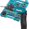 Makita df001dw 3,6v schroevendraaier met ingebouwde 1,5 ah li-ion accu, lader, koffer, 81-delige acc. set - df001dw