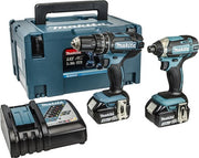 Makita dlx2131jx 18v accu klopboormachine dhp482 + slagschroevendraaier dtd152 combiset (2x 3.0ah accu) in mbox - afbeelding 1