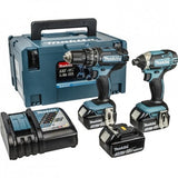 Makita dlx2131jx1 18v accu klopboormachine dhp482 + slagschroevendraaier dtd152 combiset (3x 3.0ah accu) in mbox - afbeelding 1