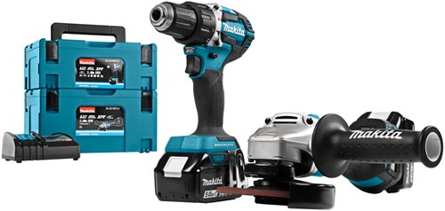 Makita dlx2190tj1 combiset - ddf484 + dga504 - 2x 5.0ah accu's