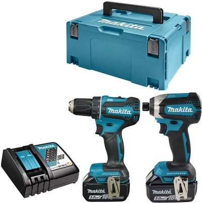 Makita dlx2289tj combiset - ddf485 18v boor- en schroefmachine + dtd153 accu slagschroevendraaier met 5.0ah accu's