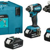 Makita dlx2550tj 18v combiset dhp492 (klop)boor- schroefmachine + dtd153 slagschroevendraaier (3x 5.0ah accu en lader) in mbox - dlx2550tj