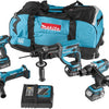 Makita dlx4017 | lxt accu combiset 18v ddf458 + dhr202 + dtd146 + dga452 in tas (3x 3.0ah accu + dc18rc snellader) - dlx4017