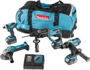 Makita dlx4017 | lxt accu combiset 18v ddf458 + dhr202 + dtd146 + dga452 in tas (3x 3.0ah accu + dc18rc snellader) - dlx4017 - afbeelding 1