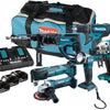 Makita dlx6100px1 | lxt accu combiset 18v dhp482 + dhr202 + dtm51 + dtd156 + dga452 + dml802 in tas (3x 3.0ah accu + dc18rd duolader) - dlx6100px1