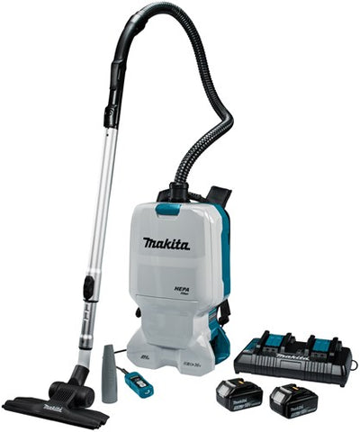 Makita dvc660pt2 2x18 v rugstofzuiger voor schoonmaak 5,0 ah accu (2 st), duo snellader, in doos - dvc660pt2