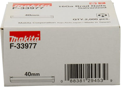 Makita accessoires makita f-33977 brads - 1,3 x 1,6 x 40mm - gegalvaniseerd - 2000 stuks