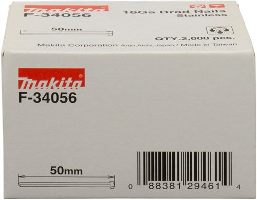Makita accessoires brad rvs lengte 50mm uitvoering rvs a2 draaddikte 1,61mm - f-34056