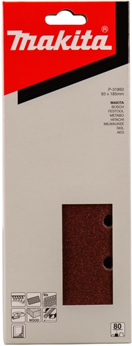 Makita accessoires makita p-31893 p80 schuurvel 93x185mm red ve=10