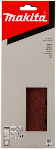 Makita accessoires makita p-35891 p120 schuurvel 93x185mm red ve=10