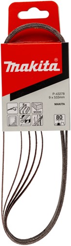 Makita accessoires makita p-43278 schuurband red - schuurband powervijl - schuurband stripschuurmachine - k80 - 9 x 533mm (5st)