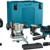 Makita rt001gm206 boven- en kantenfrees | 40 v max | 2 x 4.0 ah accu + snellader | incl. diverse voeten + geleiderail adapter | in mbox - rt001gm206