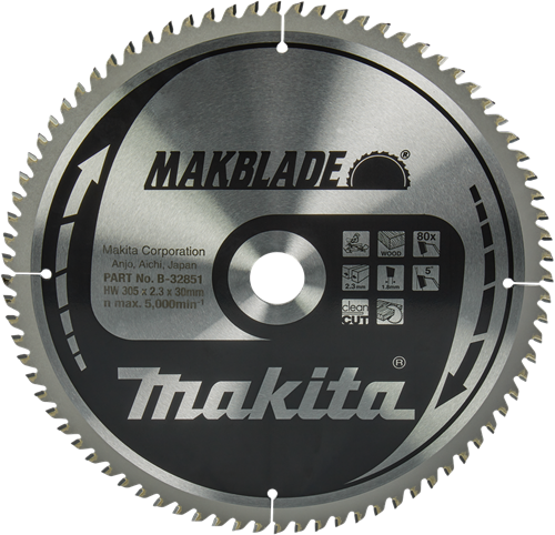 Makita accessoires makita zaagblad hout 305x30x2.3 80t 5g - b-32851