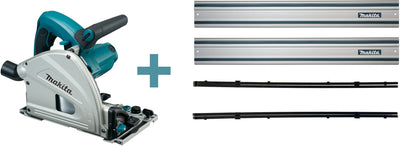 Makita sp6000j1x2 invalcirkelzaag | 2 geleiderails + koppelstukken | 1300w 165mm - sp6000j1x2