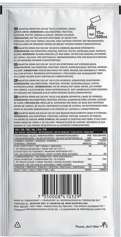 Maurten drink mix 320 caf 100 hydrogel drink powder + caffeine 83g