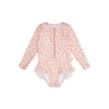 Leopard | oudroze meisjes uv badpak met lange mouwen