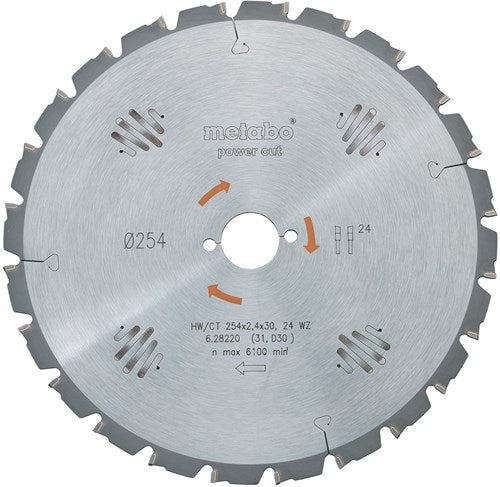 Metabo accessoires cirkelzaagblad hw ct ø 254x30, 24 wz - 628025000