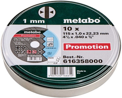 Metabo accessoires metabo doorslijpschijven in blik (10 st.) ø 115x1,0x22,23 - 616358000