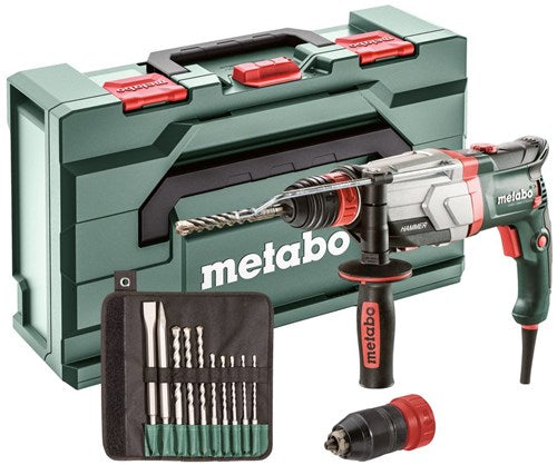 Metabo uhev 2860-2 quick combihamer | 1100w 3.4j + sds-plus-boor- beitelset (10-dlg) - 600713510