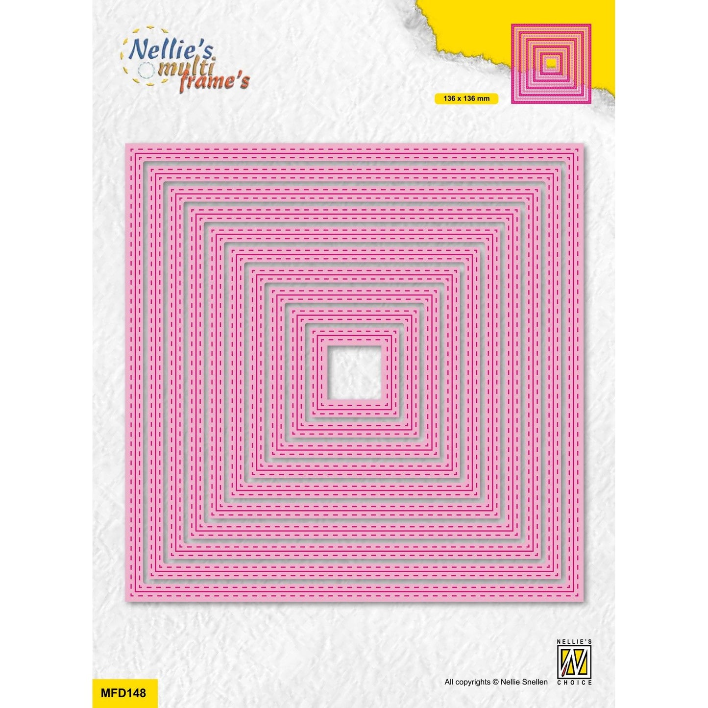 Nellie's choice • multi frame dies vierkant dubbele stippellijn 10st.