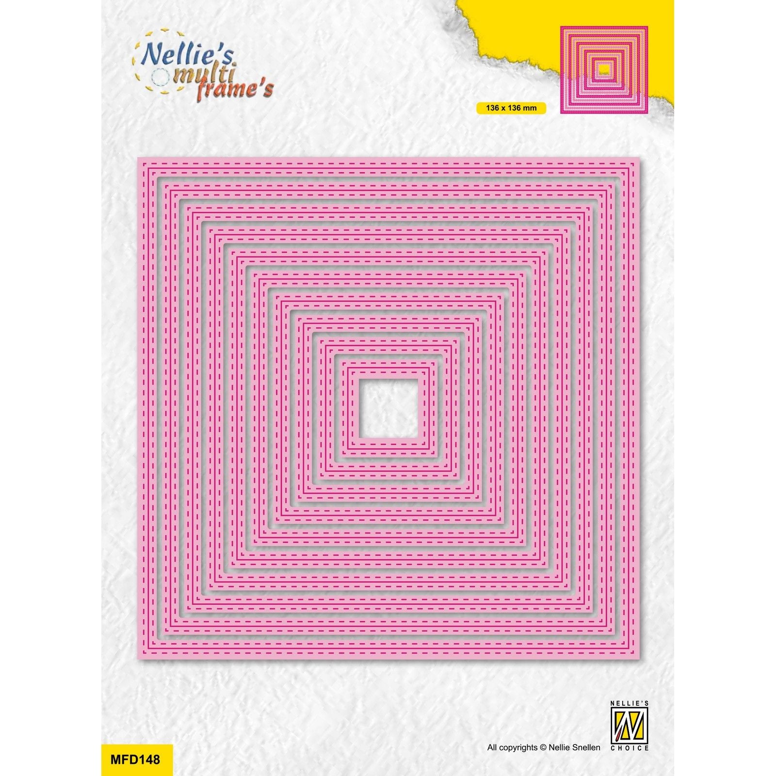 Nellie's choice • multi frame dies vierkant dubbele stippellijn 10st.