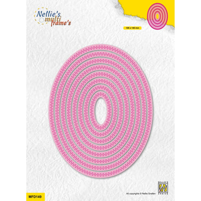 Nellie's choice • multi frame dies ovaal dubbele stippellijn 8st.