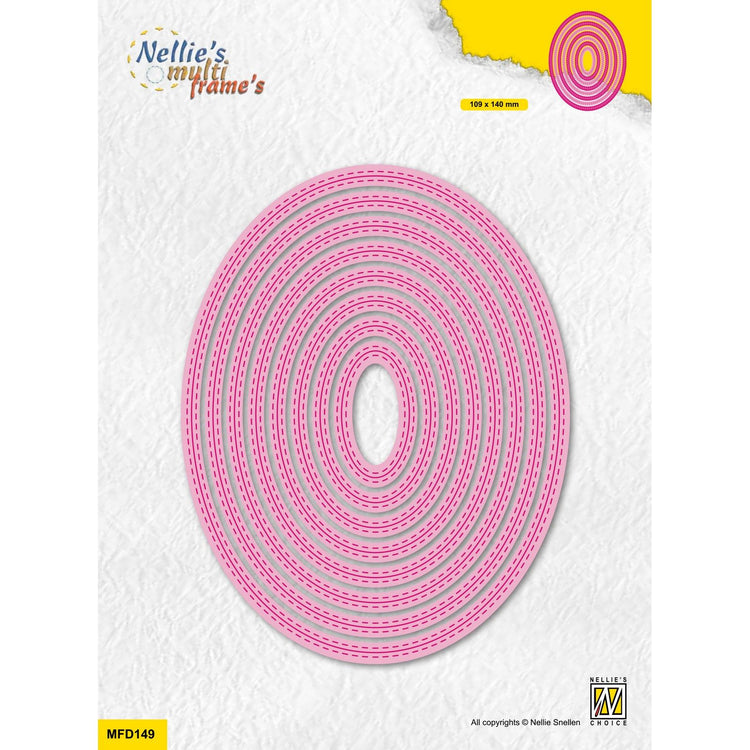 Nellie's choice • multi frame dies ovaal dubbele stippellijn 8st.