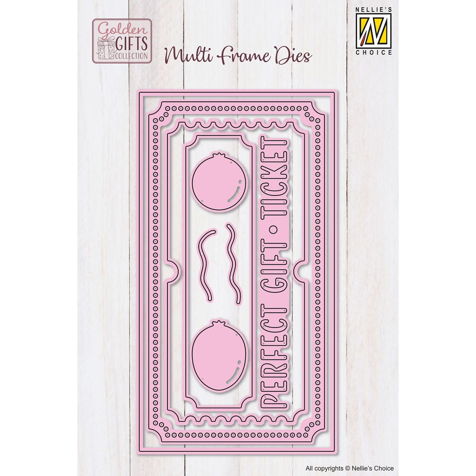 Nellie's choice • multi frame dies ticket met ballonnen 9st.