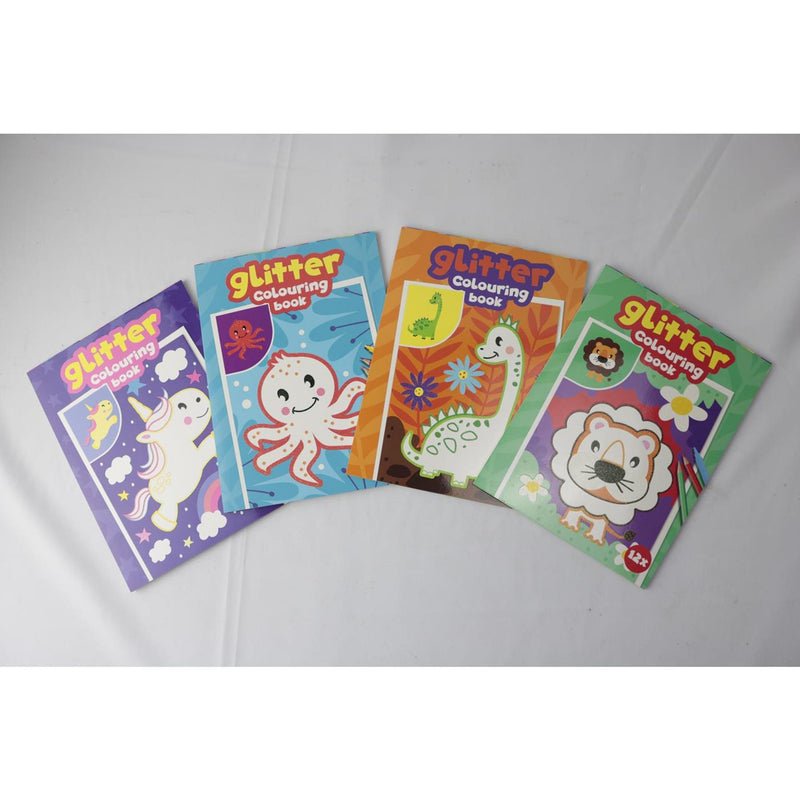 Glitter kleurboek 24x18cm 4 assorti