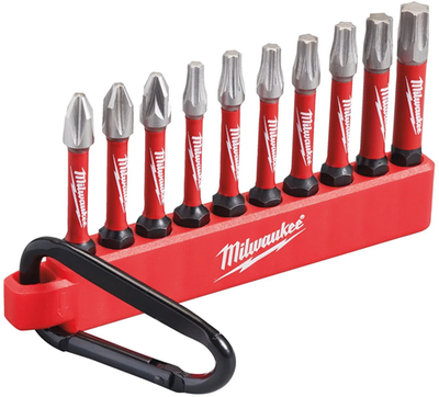 Milwaukee accessoires milwaukee carabiner 10-delig shockwave bits 50mm - 4932480941 bitset