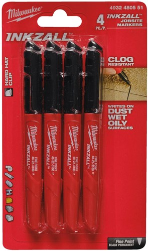 Milwaukee accessoires inkzall markers | zwart | 4 stuks- 4932480551
