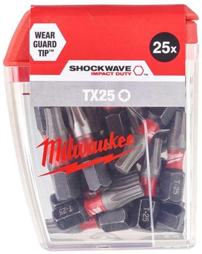 Milwaukee accessoires shockwave gen ii tx25 25mm 25stuks - 4932430880