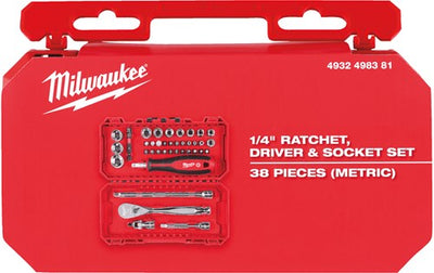 Milwaukee doppenset en ratel | 1 4 four flat™ | 38-delig | packout ready box - 4932498381