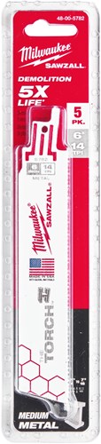 Milwaukee accessoires milwaukee heavy duty torch™ reciprozaagblad | torch 150mm x 14 tpi | 5 pc - 48475782