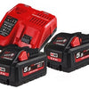 Milwaukee m18 hnrg-552 - m18 hb5 duo pack 18v 5.5ah high output + lader m12-18fc