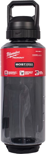 Milwaukee packout™ plastic fles met drinkdop | 1420 ml | zwart - 4932498641 - afbeelding 2