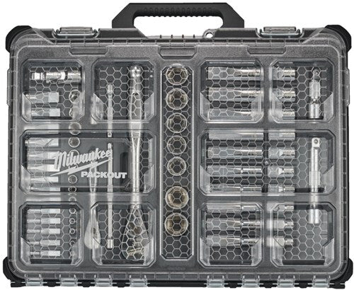 Milwaukee ratel- en dopsleutelset packout metrisch ¼ ½ (63-delig) - 4932493661