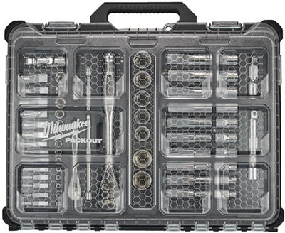 Milwaukee ratel- en dopsleutelset packout metrisch ¼ ½ (63-delig) - 4932493661