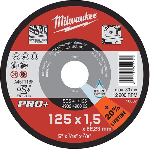 Milwaukee accessoires milwaukee scs 41 125 dunne metaaldoorslijpschijven pro+ - 4932498002