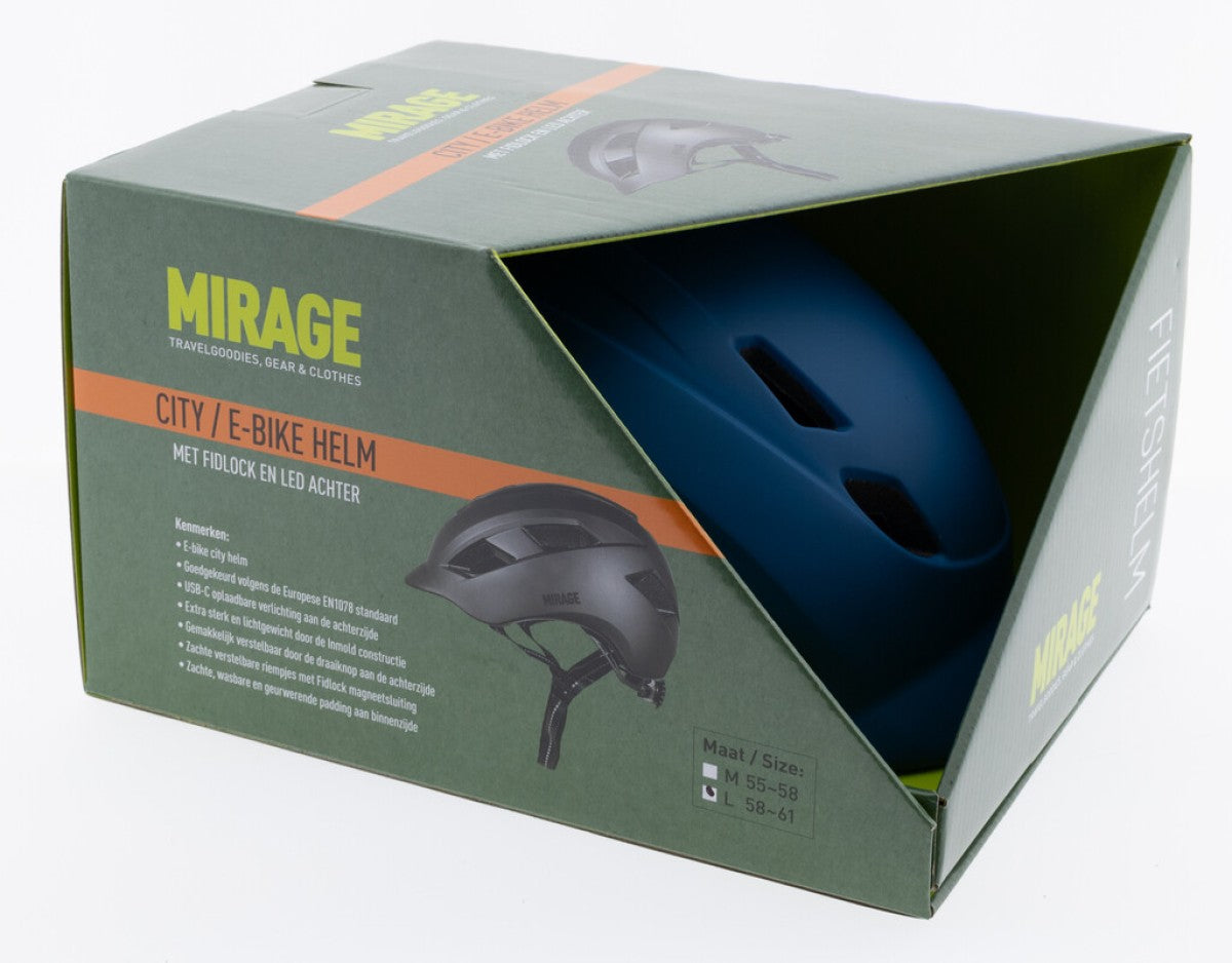 Mirage urban helm e-bike led 58-61cm mat blauw