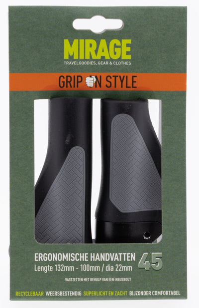 Mirage Fiets Handvatten - Comfortabel Duurzaam - Zwart Grijs