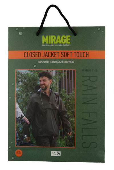 Mirage regenjas rainfall closed jacket - maat l - gemaakt van polyester soft touch - earl grey