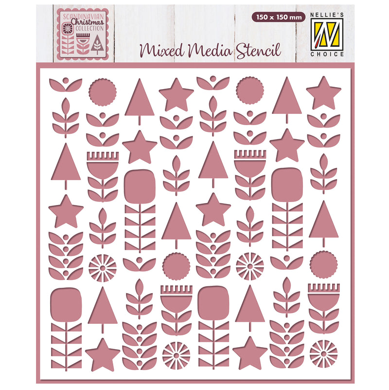 Nellie's choice • sjabloon scandinavische bloemen 15x15cm