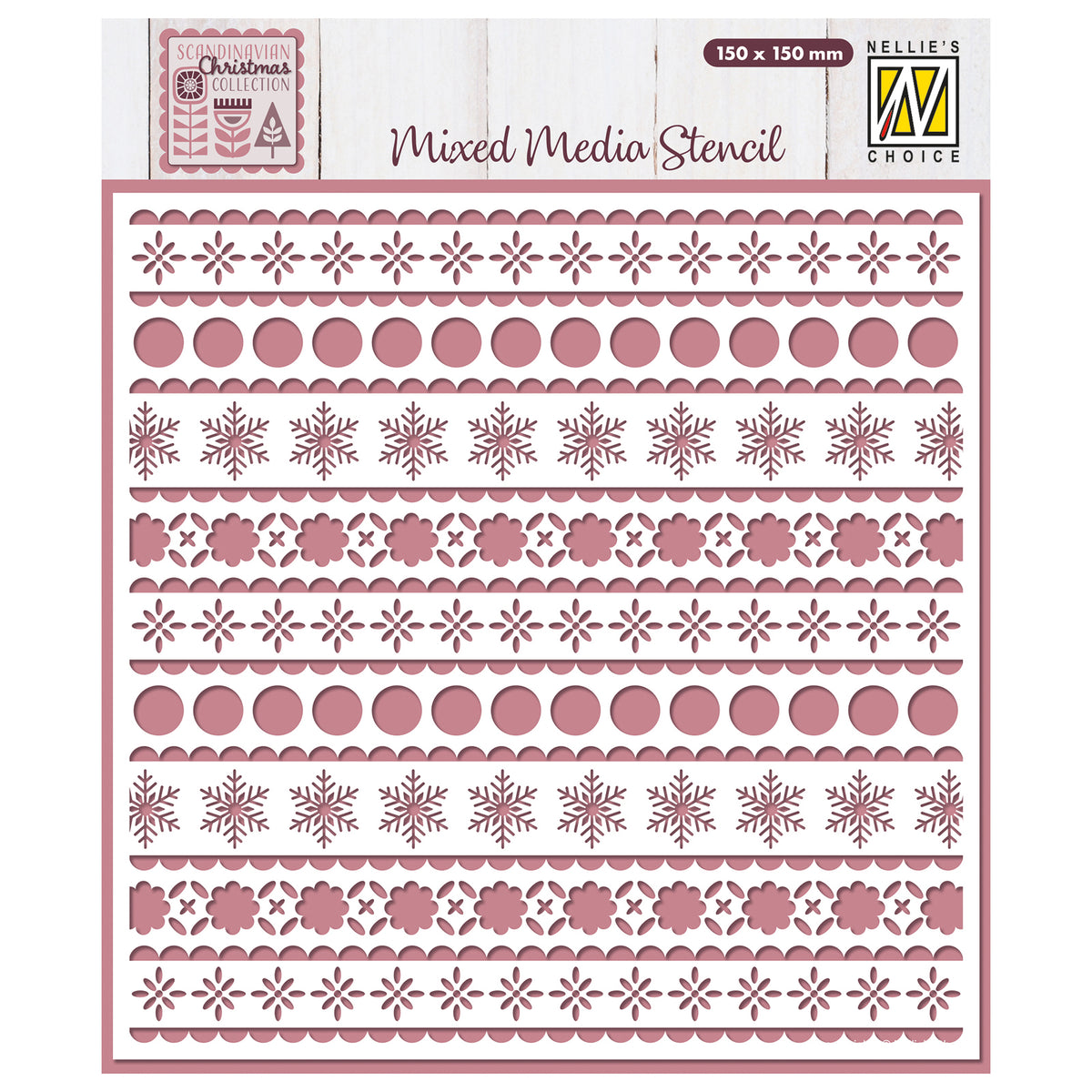 Nellie's choice • sjabloon scandinavische bloemen sneeuw 15x15cm