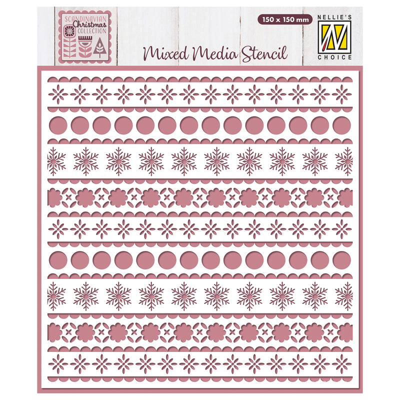 Nellie's choice • sjabloon scandinavische bloemen sneeuw 15x15cm