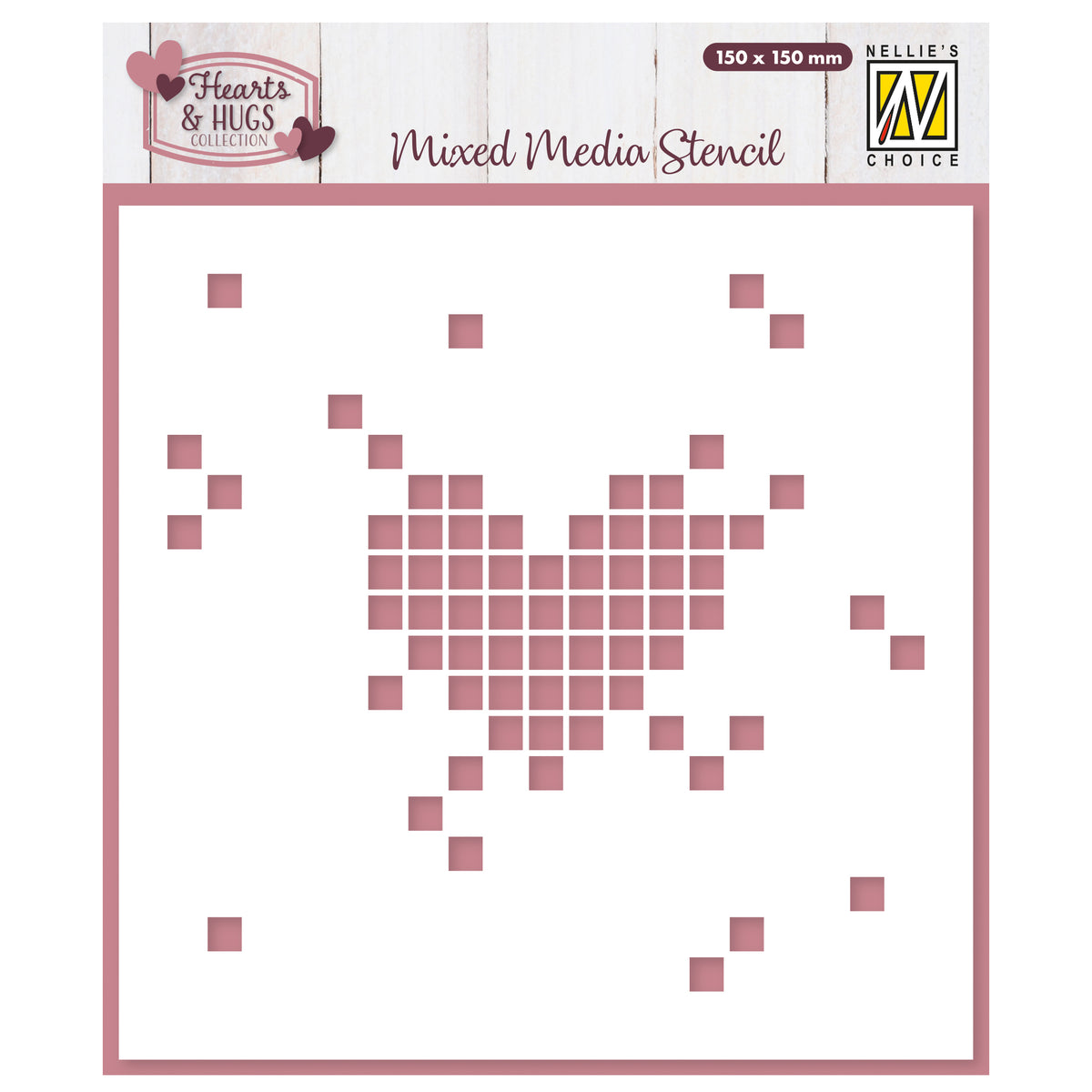 Nellie's choice • stencil pixel hart 15x15cm