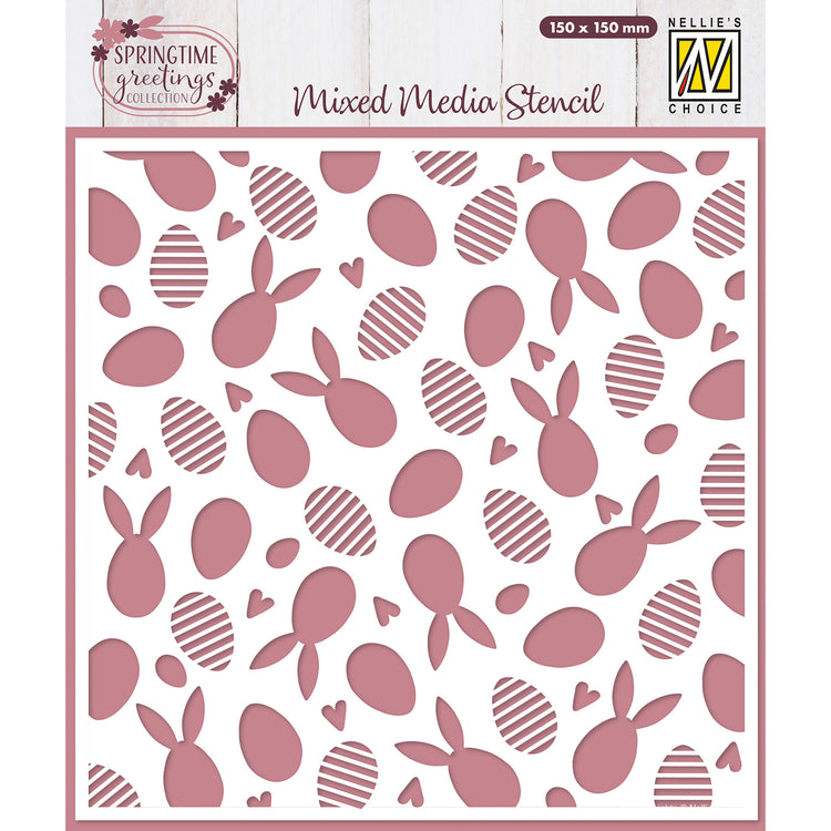 Nellie's choice • sjabloon konijnen en paaseieren 15cmx15cm