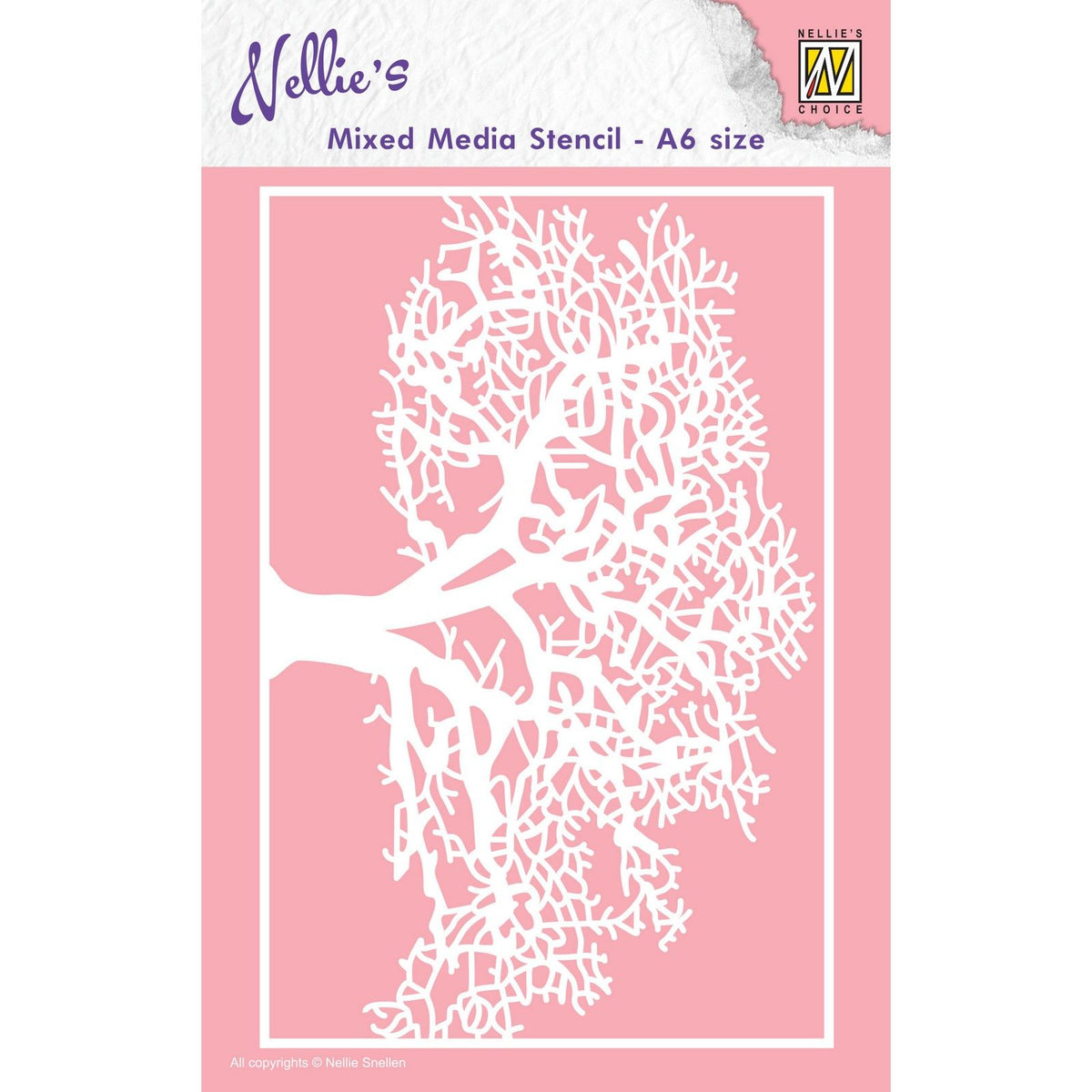Nellie's choice • mixed media stencil tree a6